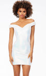 Natural Waistline Sheath Sweetheart Off the Shoulder Cocktail Short Back Zipper Sequined Sheath Dress