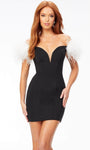 Sweetheart Cocktail Short Back Zipper V Back Fitted Sheer Sheath Off the Shoulder Natural Waistline Sheath Dress