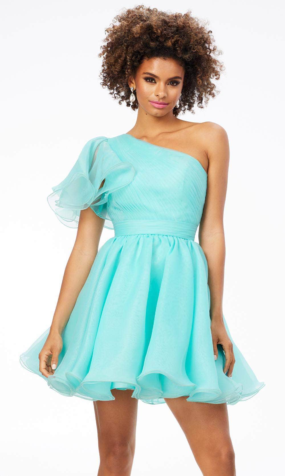 Ashley Lauren 4524 - Asymmetrical One Flutter Sleeve Cocktail Dress