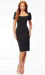 Slit Back Zipper Above the Knee Natural Waistline Puff Sleeves Sleeves Sheath Square Neck Sheath Dress