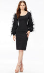 Sophisticated Bishop Long Sleeves Back Zipper Sheath Scoop Neck Natural Waistline Above the Knee Sheath Dress