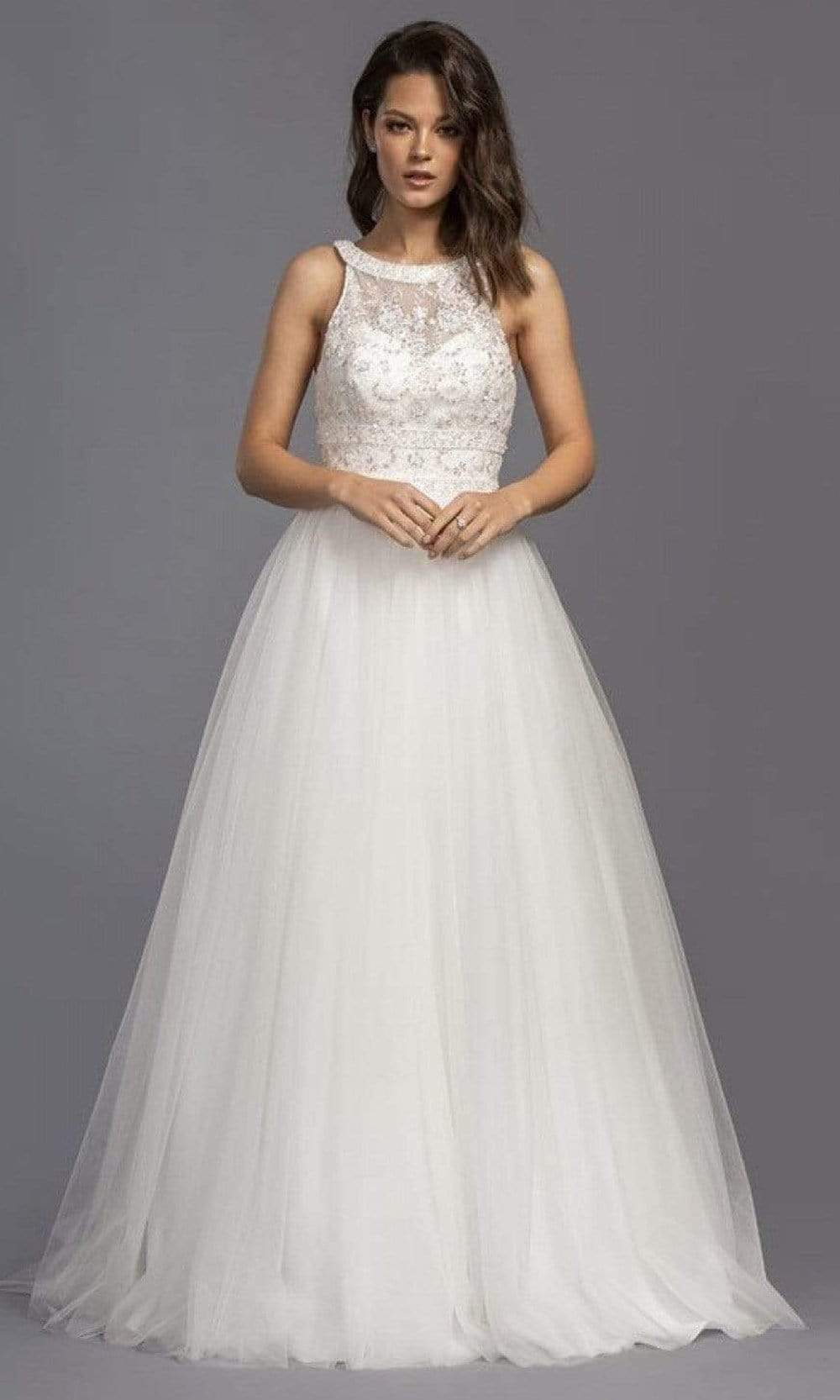 Aspeed Bridal - L2144 Halter Beaded Tulle A-Line Gown
