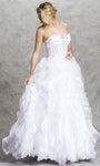 Strapless Sweetheart Corset Natural Waistline Lace-Up Floor Length Wedding Dress With Ruffles