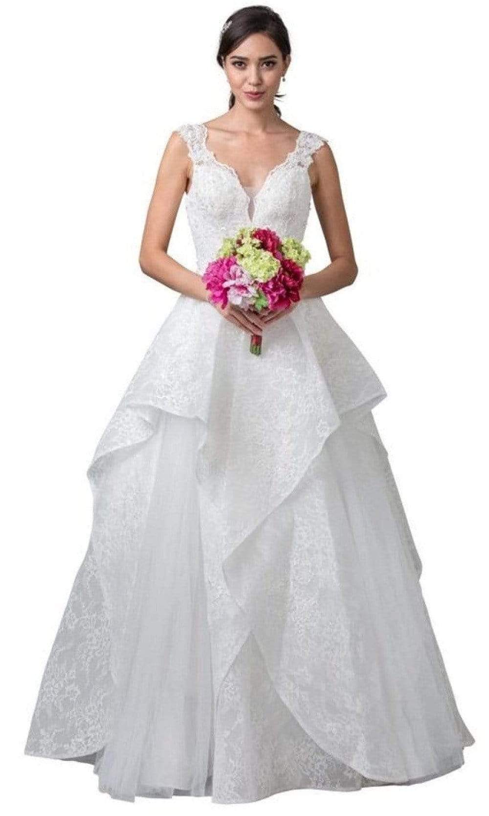 Aspeed Bridal - W2375 Lace Floral Layered Wedding Dress

