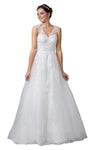 A-line V-neck Natural Waistline Floor Length Fit-and-Flare Sleeveless Tulle Fitted Illusion Back Zipper Sequined Flowy General Print Wedding Dress with a Court Train with a Brush/Sweep Train