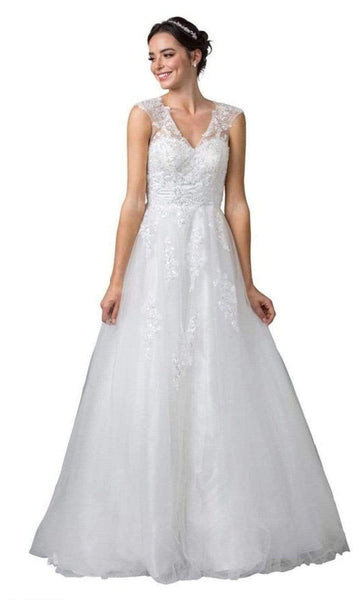 A-line V-neck Natural Waistline Flowy Back Zipper Fitted Illusion Sequined Sleeveless Fit-and-Flare Floor Length Tulle General Print Wedding Dress with a Court Train with a Brush/Sweep Train
