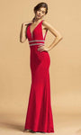 Sexy V-neck Plunging Neck Natural Waistline Sheath Sheer Open-Back Jeweled Illusion Back Zipper Beaded Sleeveless Jersey Sheath Dress with a Brush/Sweep Train