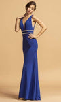 Sexy V-neck Jersey Illusion Jeweled Back Zipper Open-Back Beaded Sheer Plunging Neck Natural Waistline Sheath Sleeveless Sheath Dress with a Brush/Sweep Train