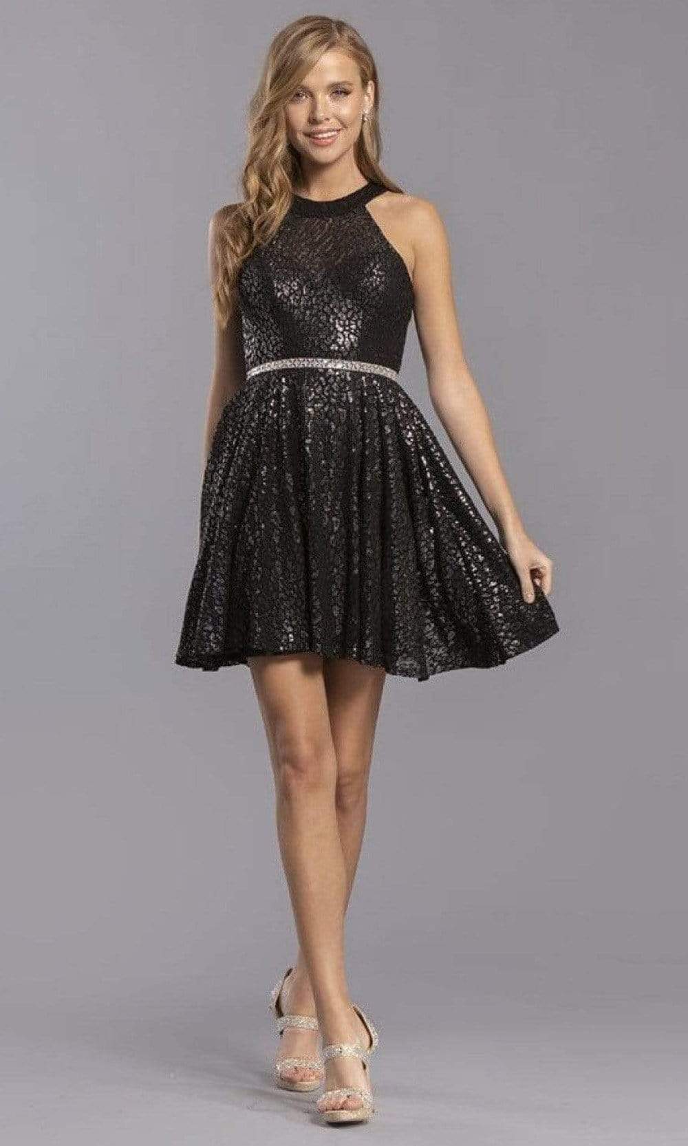 Aspeed Design - D327 Halter Fit And Flare A-Line Dress

