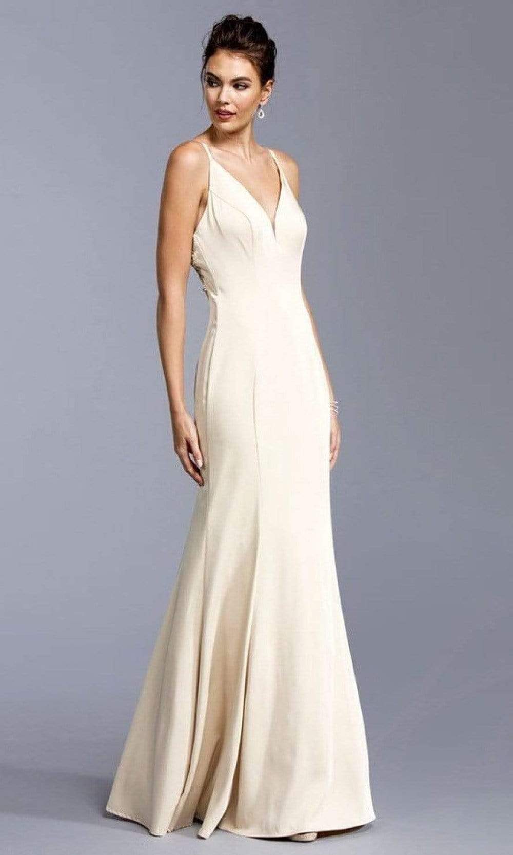 Aspeed Design - L1938 Appliqued V-Neck Evening Dress
