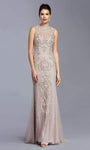 Natural Waistline Jeweled Neck Floor Length Sleeveless Mermaid Beaded Sheer Illusion Back Zipper Tulle Dress