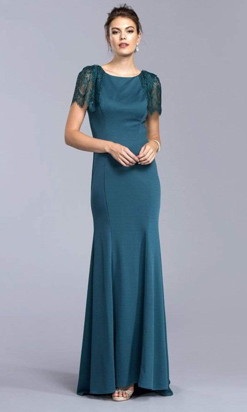 Aspeed Design - L2030 Lace Short Sleeve Trumpet Dress
