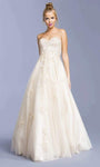 Strapless Floor Length Applique Tiered Lace-Up Sweetheart Corset Natural Waistline Dress With Rhinestones
