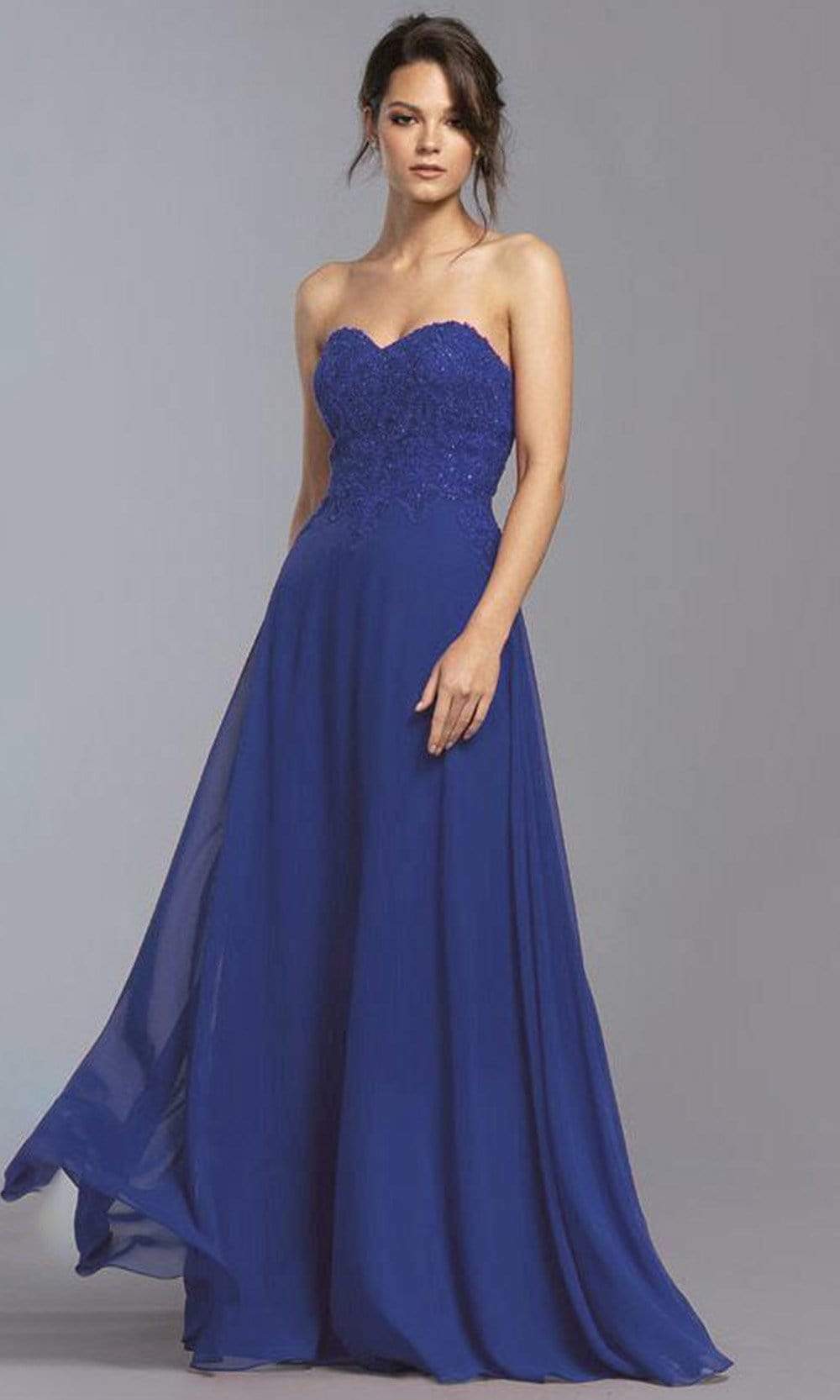 Aspeed Design - L2072 Strapless Lace Applique Chiffon Dress

