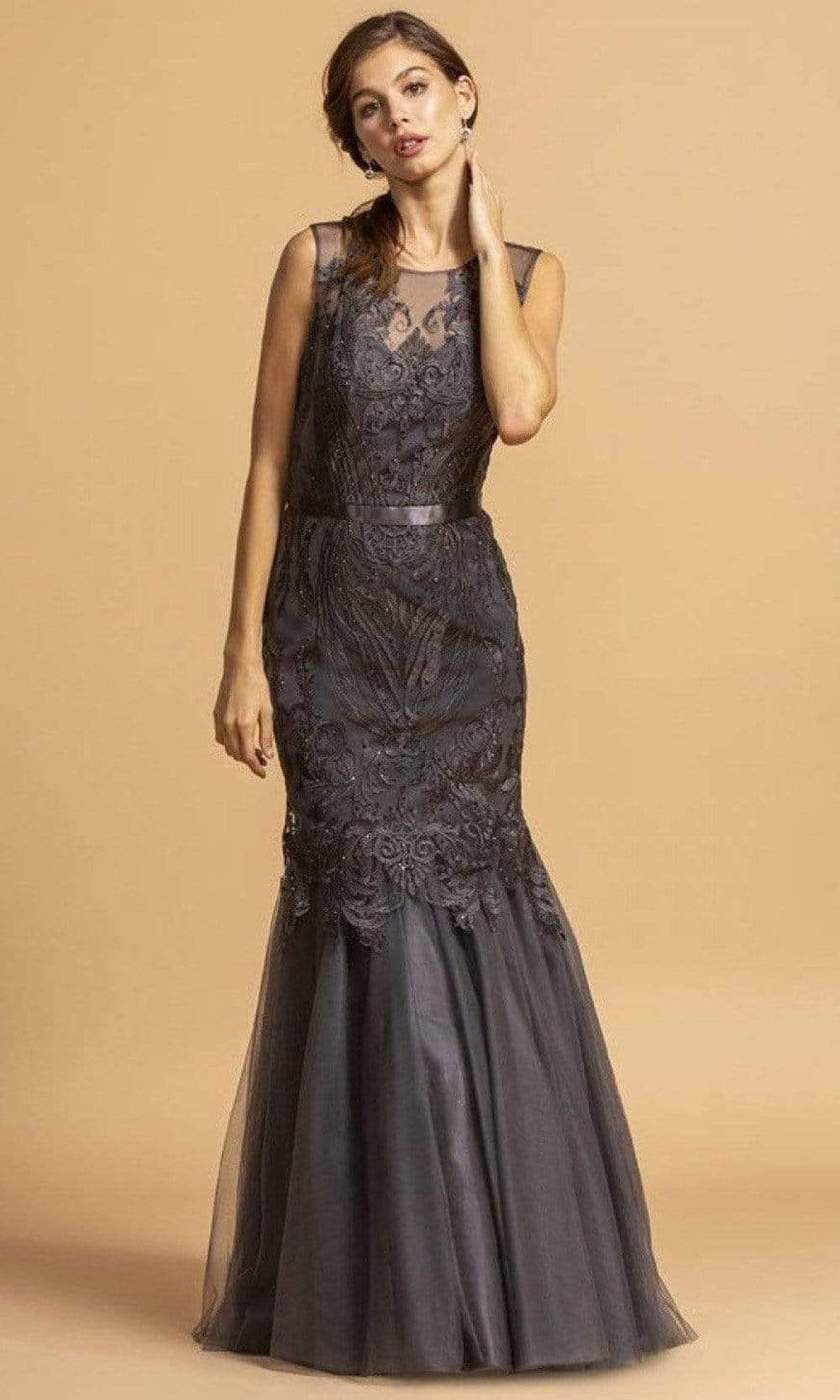 Aspeed Design - L2099 Illusion Jewel Trumpet Evening Dress
