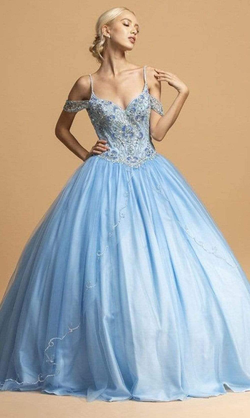 Aspeed Design - L2101 Beaded Cold Shoulder Ballgown
