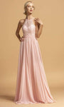 Sophisticated A-line Chiffon Floor Length Sleeveless Back Zipper Fitted Halter Sweetheart Natural Waistline Dress