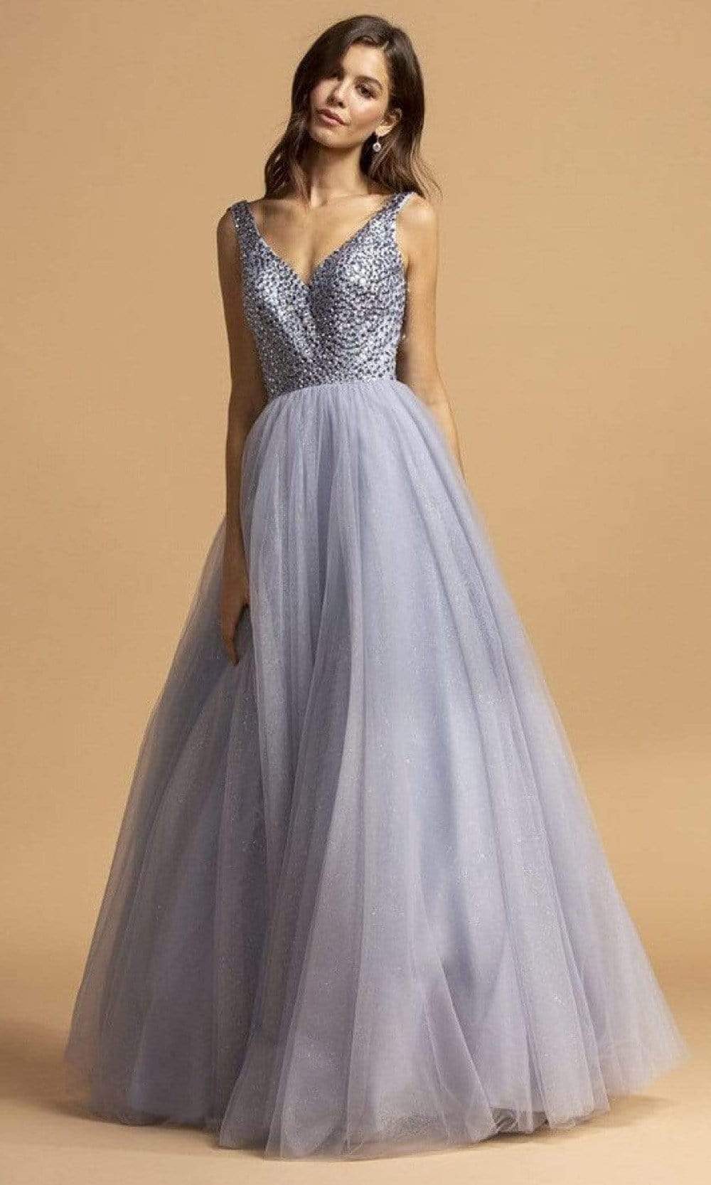 Aspeed Design - L2166 Sleeveless Crystal Beaded A-Line Dress
