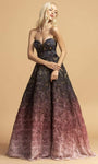 Strapless Floral Print Plunging Neck Sweetheart Back Zipper Open-Back Natural Waistline Ball Gown Evening Dress
