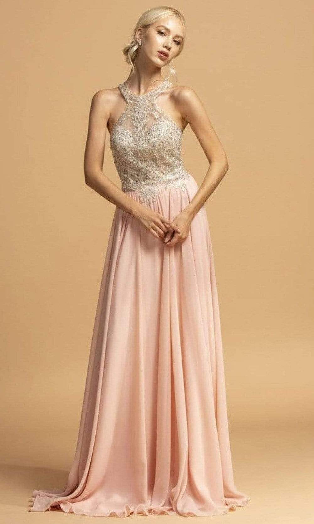 Aspeed Design - L2231 Halter Back Keyhole Evening Dress
