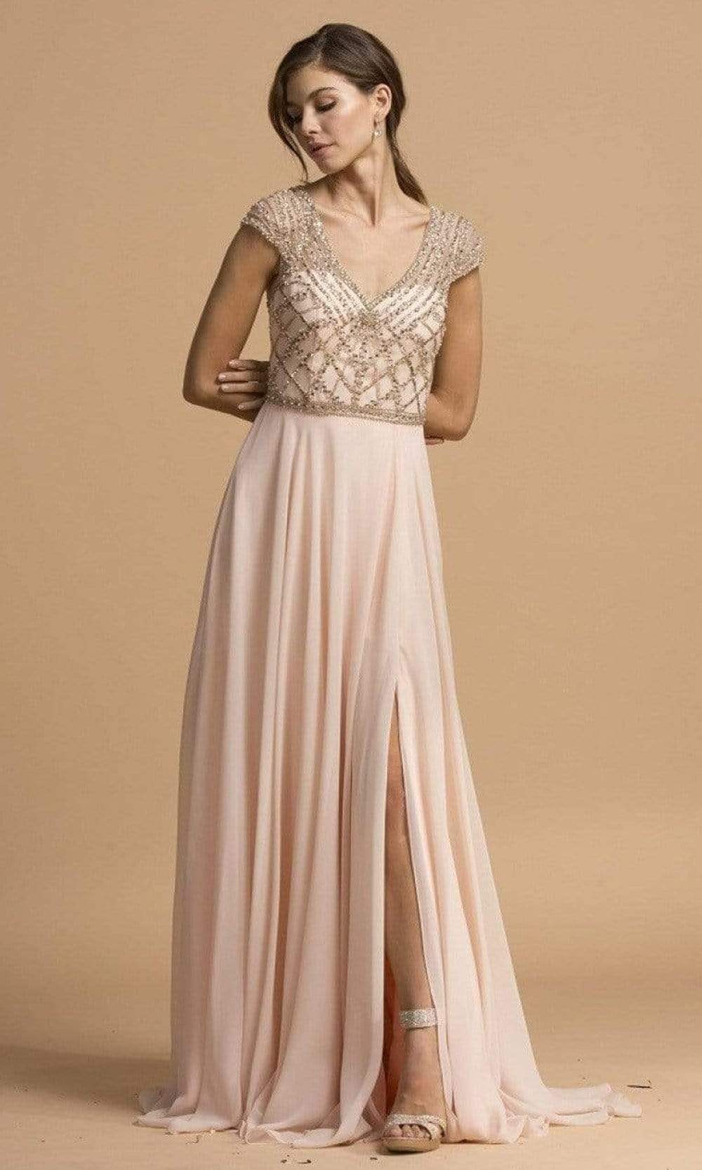 Aspeed Design - L2236 V-Neck A-Line Evening Dress
