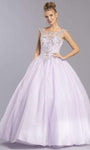 Bateau Neck Floor Length Beaded Open-Back Lace-Up Applique Illusion Basque Waistline Sleeveless Ball Gown Evening Dress