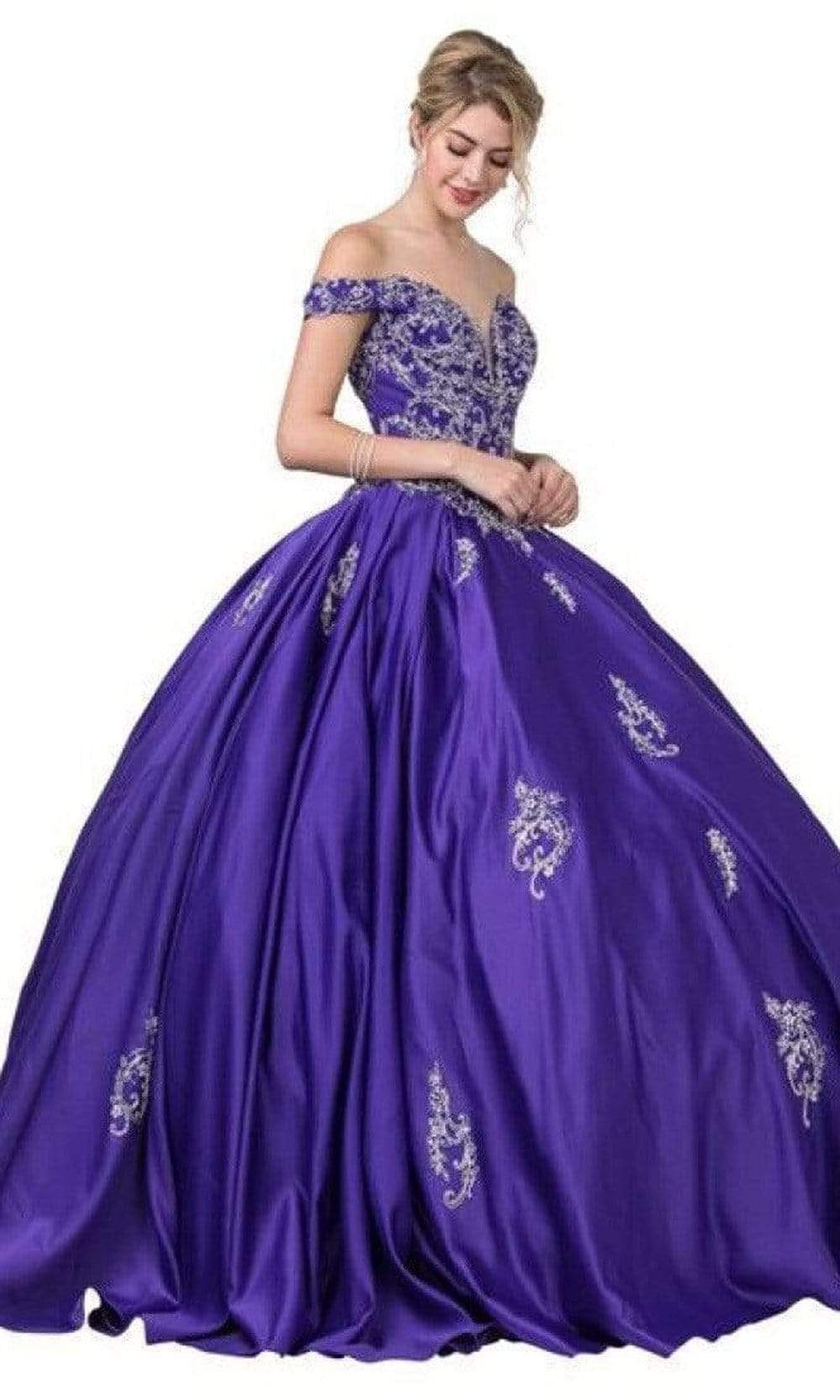 Aspeed Design - L2363 Off Shoulder Appliqued Ball Gown
