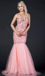 Natural Waistline Sleeveless Spaghetti Strap Floor Length Mermaid Open-Back Lace-Up Beaded Sweetheart Evening Dress