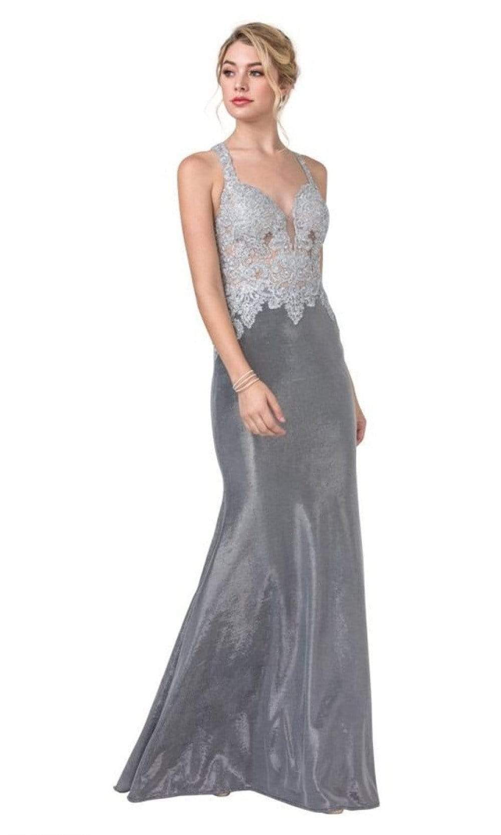 Aspeed Design - L2374 Embroidered Sheath Evening Dress
