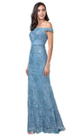 A-line Open-Back Embroidered Lace-Up Natural Waistline Floor Length Off the Shoulder Sheath Sheath Dress