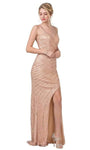 Sophisticated V-neck Sleeveless Sheath Floor Length Sequined Back Zipper Open-Back Natural Waistline Sheath Dress/Evening Dress