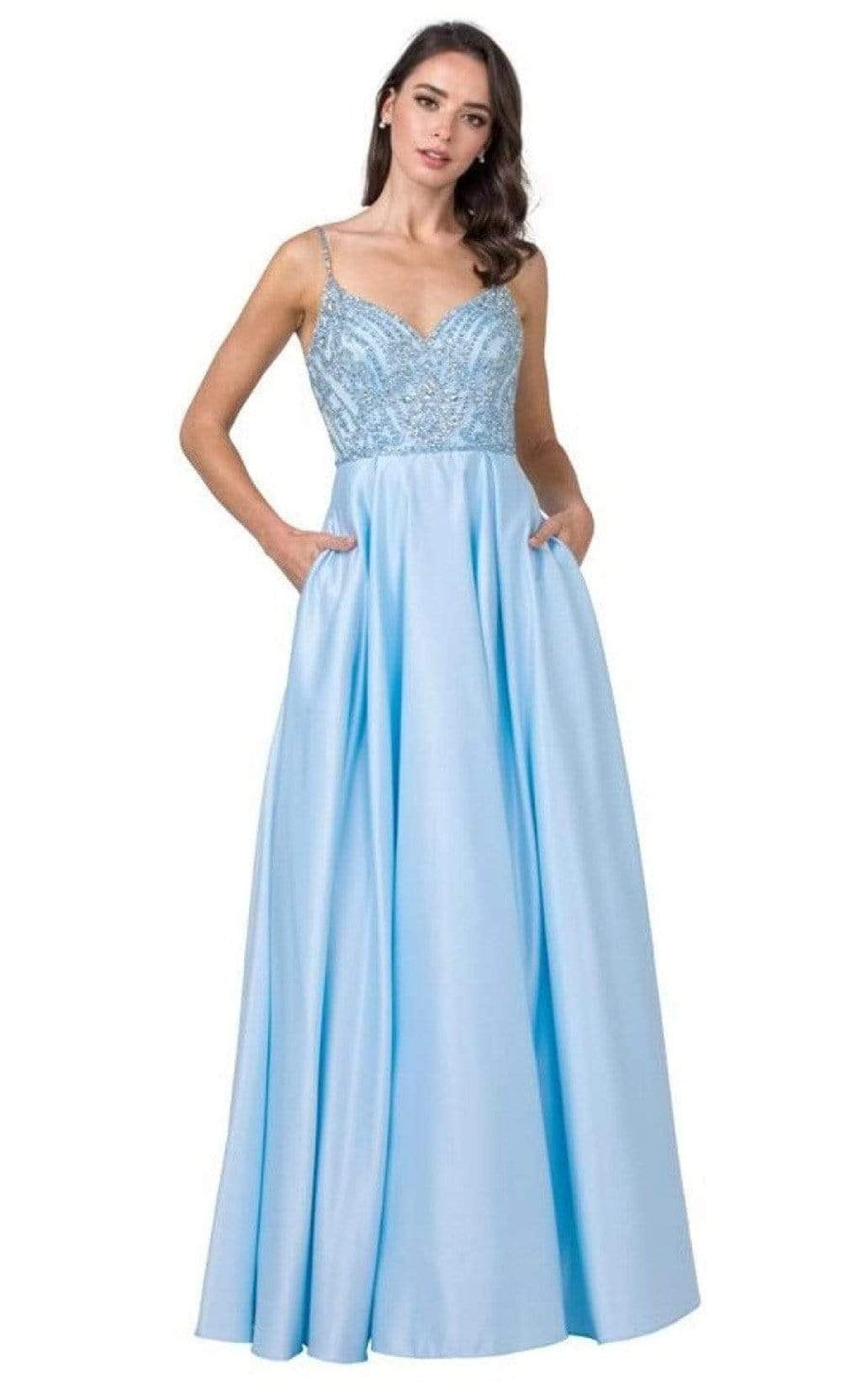 Aspeed Design - L2454 Beaded Satin A-Line Dress
