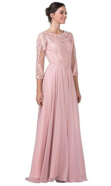 A-line Fall Natural Waistline Jeweled Neck Chiffon Embroidered Back Zipper Sheer Back Sheer Applique Dress with a Brush/Sweep Train With Rhinestones