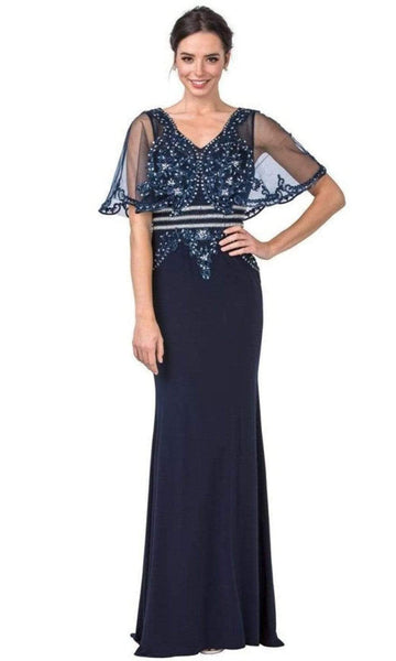 Sophisticated V-neck Sheath Floral Print Fitted Beaded Sheer Back Sequined Sheer Back Zipper Mesh Floor Length Natural Waistline Sheath Dress with a Brush/Sweep Train