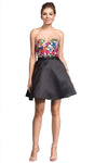 A-line Strapless Belted Fitted Embroidered Back Zipper Sweetheart Cocktail Short Elasticized Natural Waistline Homecoming Dress With a Bow(s)