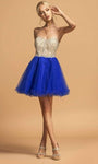 Sexy A-line Strapless Tulle Sweetheart Natural Waistline Open-Back Back Zipper Beaded Short Dress