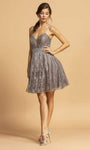 A-line Lace Spaghetti Strap Short Plunging Neck Sweetheart Illusion Sheer Beaded Natural Waistline Dress