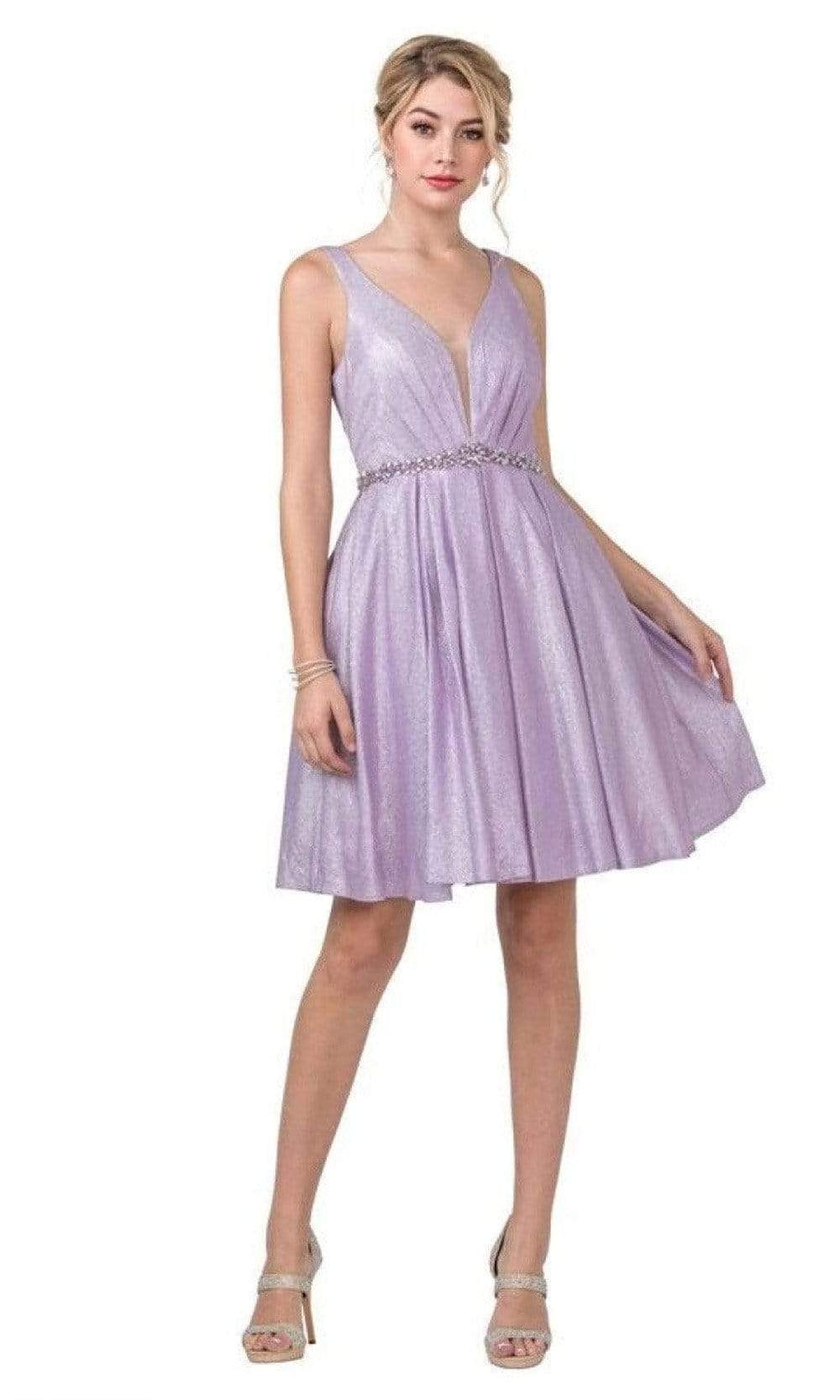 Aspeed Design - S2337 Sleeveless Beaded Waist A-Line Dress
