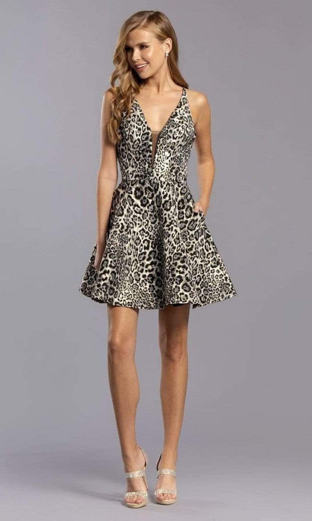 Aspeed Design - S2345 Animal Print Sexy Back Short Dress
