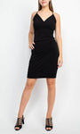 V-neck Open-Back Ruched Fitted Cocktail Short Sleeveless Spaghetti Strap Sheath Sheath Dress by Bcbg Generation