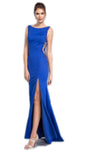 Sexy Sophisticated Floor Length Beaded Fitted Back Zipper Sheath Bateau Neck Natural Waistline Sleeveless Sheath Dress/Prom Dress with a Brush/Sweep Train