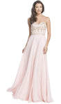 A-line Strapless Beaded Pleated Open-Back Sweetheart Corset Natural Waistline Floor Length Evening Dress/Prom Dress