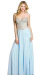 A-line Strapless Jersey Sweetheart Sheer Beaded Mesh Slit Back Zipper Natural Waistline Prom Dress