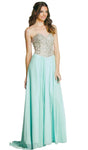 A-line Strapless Jersey Sheer Slit Beaded Mesh Back Zipper Natural Waistline Sweetheart Prom Dress