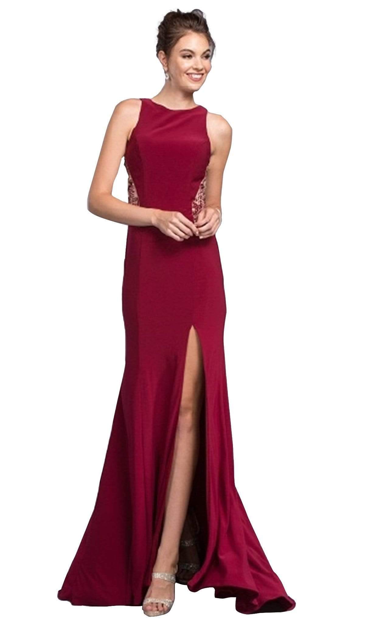 Aspeed Design - Bedazzled Bateau Fitted Prom Dress
