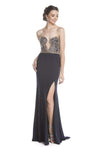 Sophisticated Strapless Natural Waistline Cutout Slit Sheer Sheath Plunging Neck Sweetheart Sheath Dress/Prom Dress with a Brush/Sweep Train