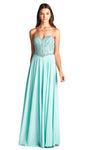 A-line Strapless Lace-Up Fitted Sweetheart Floor Length Basque Waistline Prom Dress/Party Dress