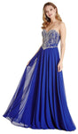 A-line Strapless Floor Length Fitted Lace-Up Sweetheart Basque Waistline Prom Dress/Party Dress