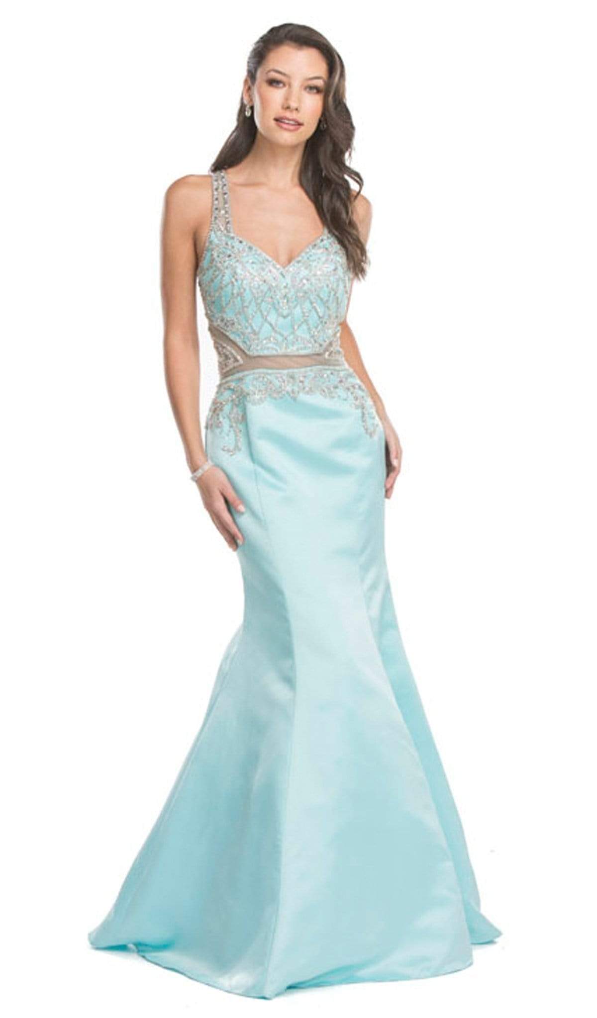 Aspeed Design - Bejeweled V-neck Mermaid Prom Dress
