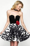 A-line Choker High-Neck Plunging Neck Sweetheart Short Illusion Beaded Sheer Racerback Floral Print Dress
